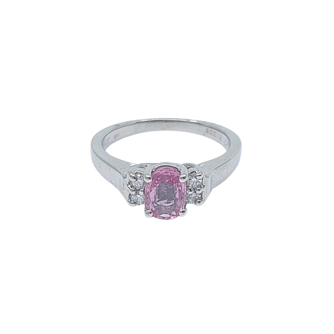 18ct White Gold Pink Sapphire & Diamond Ring