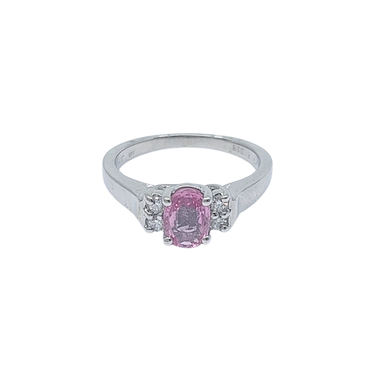 18ct White Gold Pink Sapphire & Diamond Ring