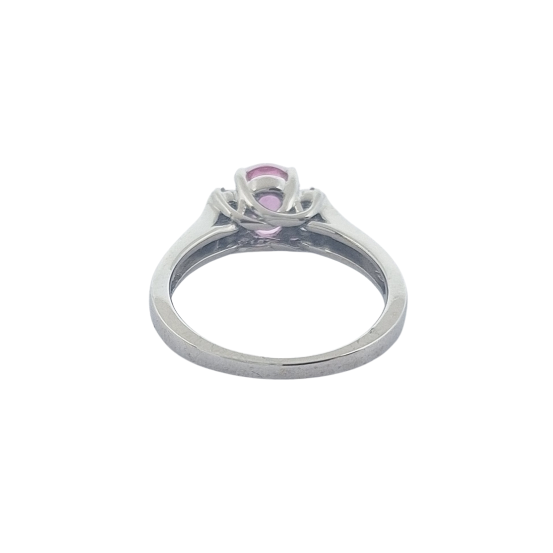 18ct White Gold Pink Sapphire & Diamond Ring