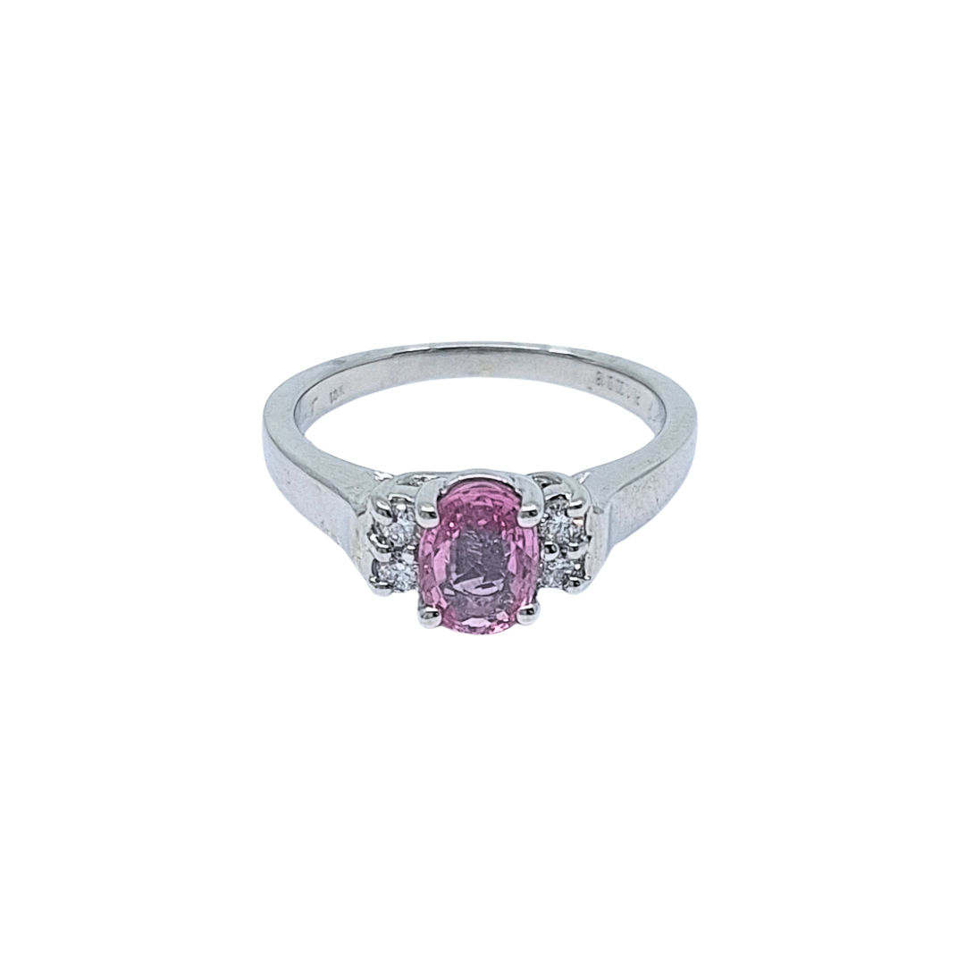 18ct White Gold Pink Sapphire & Diamond Ring