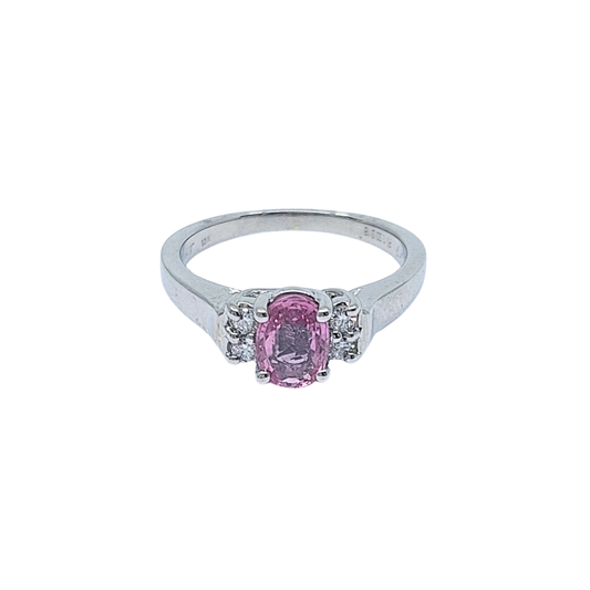 18ct White Gold Pink Sapphire & Diamond Ring