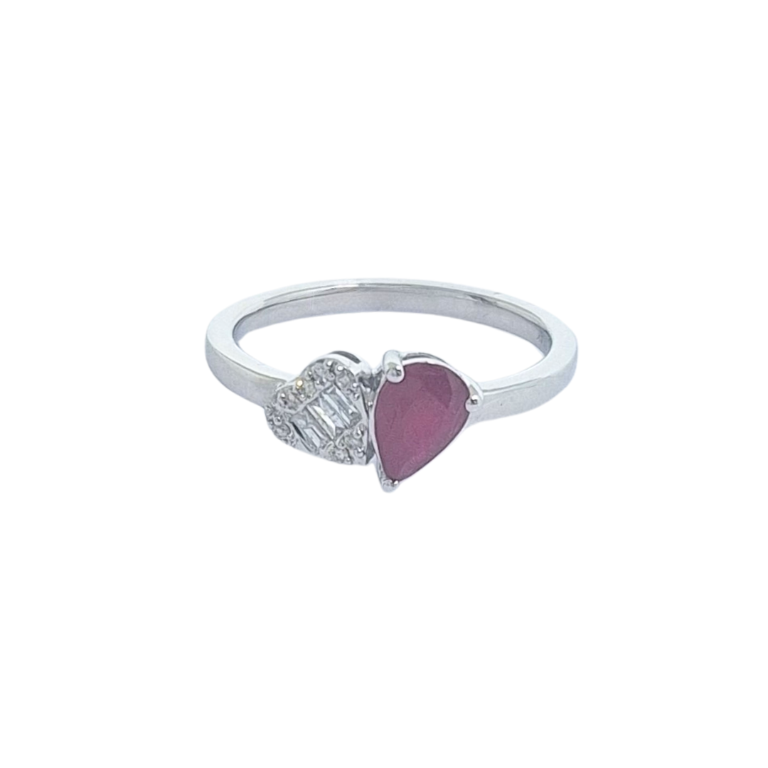 14ct White Gold Ruby & Diamond Ring