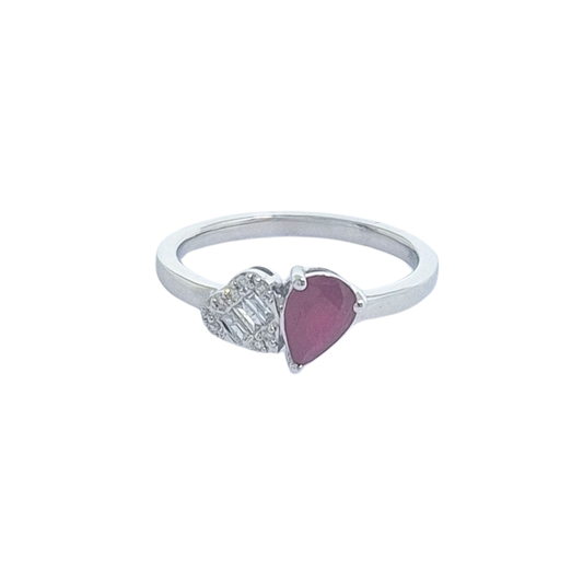 14ct White Gold Ruby & Diamond Ring