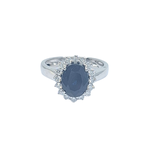 14ct White Gold Sapphire & Diamond Cluster Ring