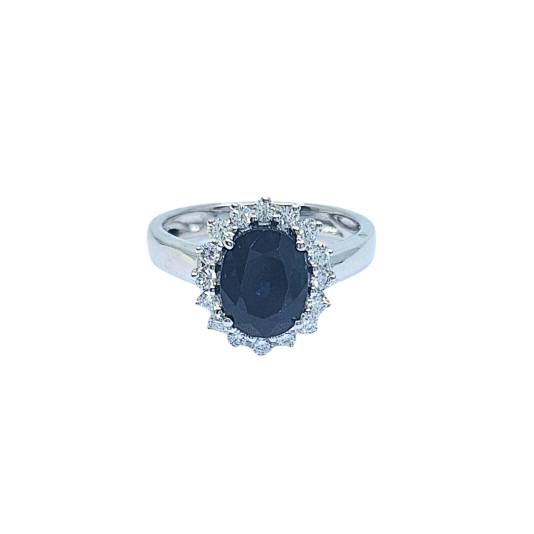 14ct White Gold Sapphire & Diamond Cluster Ring