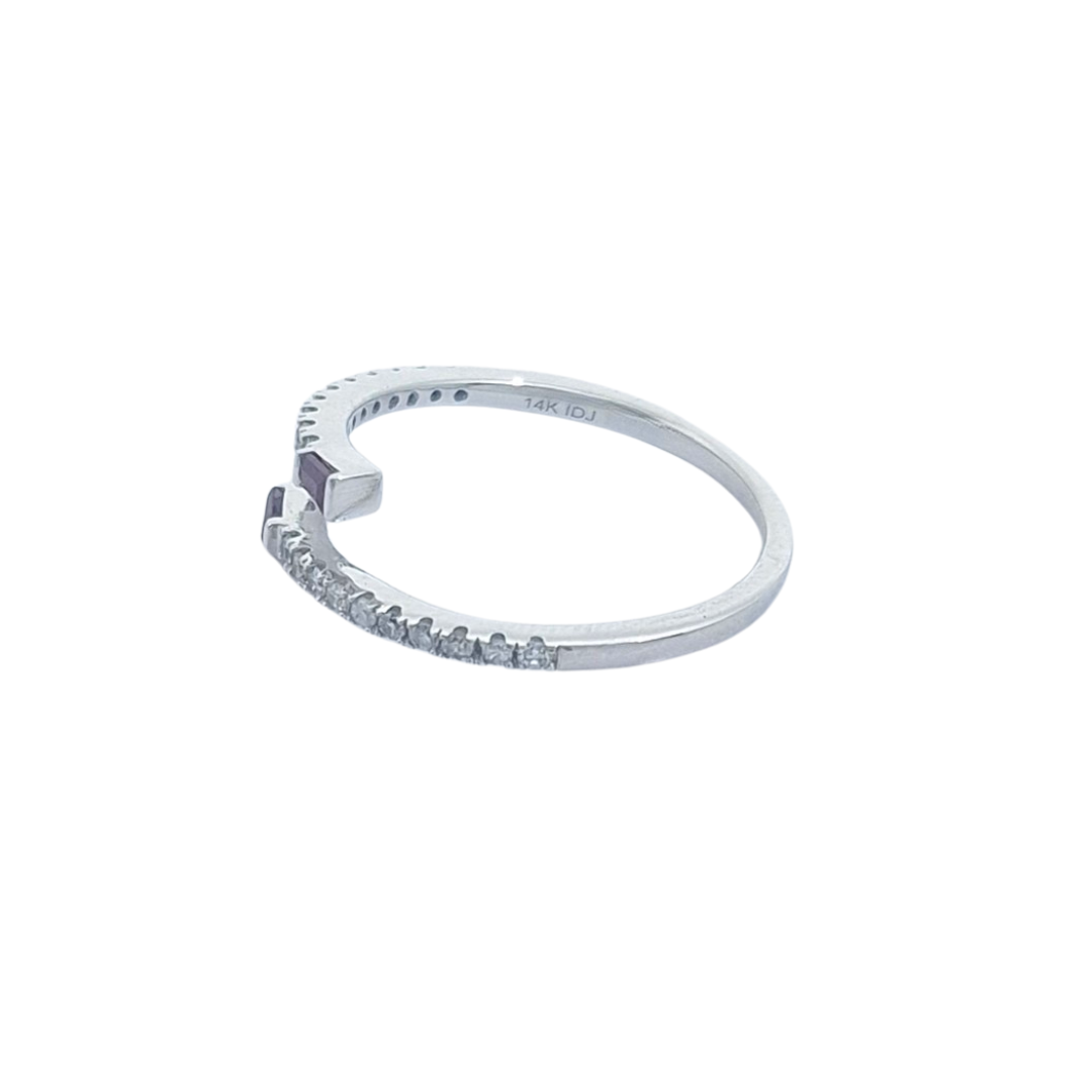 14ct White Gold Ruby & Diamond Crossover Ring