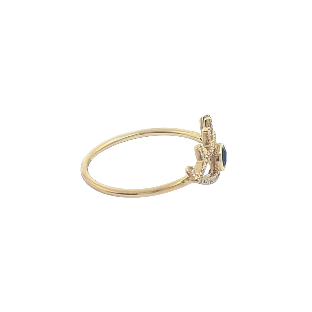 18ct Yellow Gold Eye Sapphire & Diamond Ring