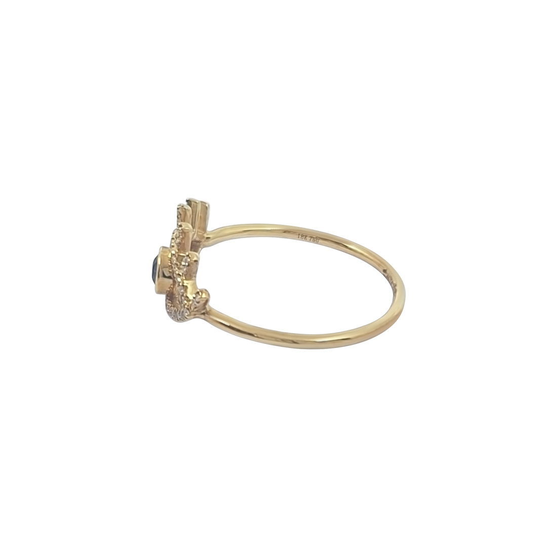 18ct Yellow Gold Eye Sapphire & Diamond Ring