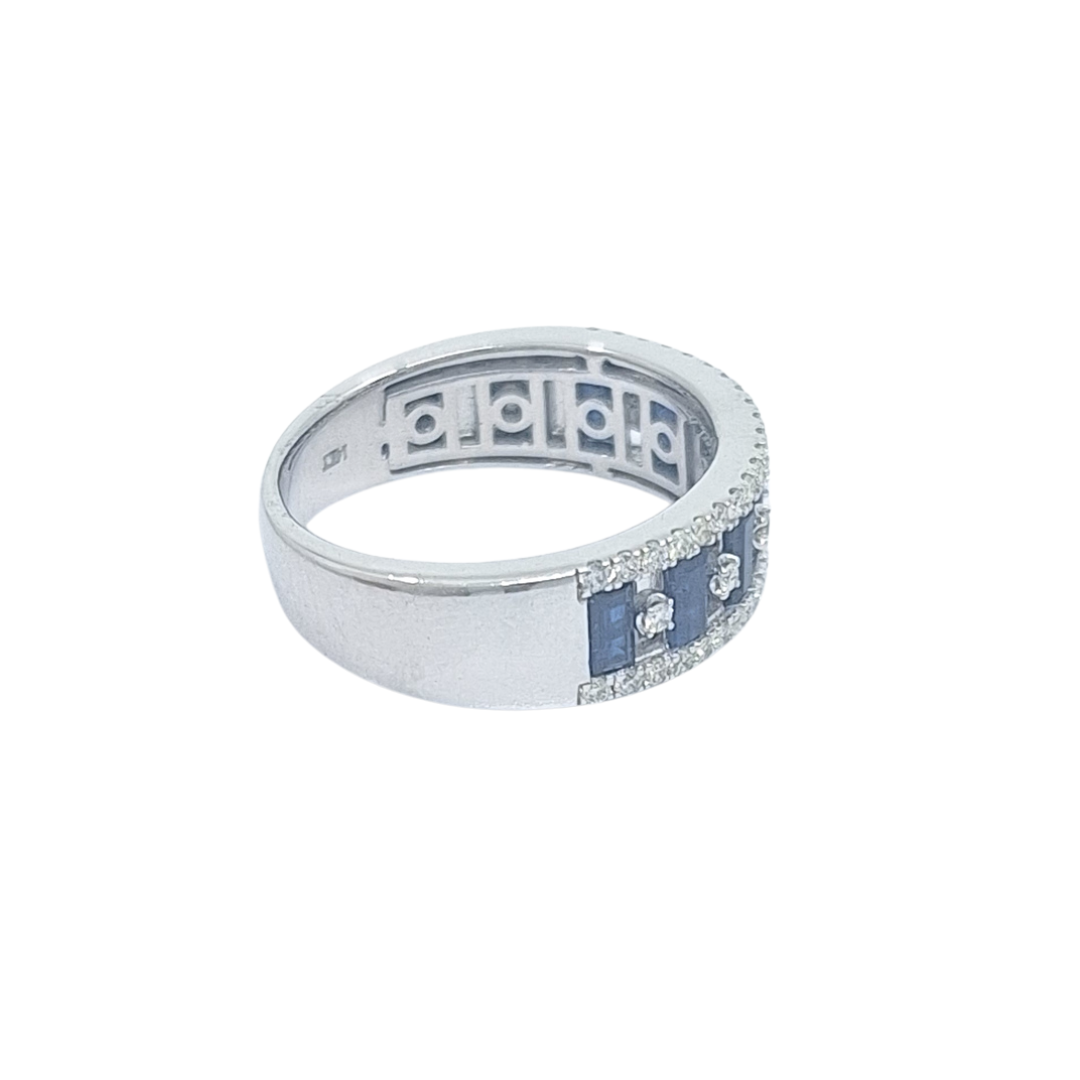 14ct White Gold Sapphire & Diamond Band Ring