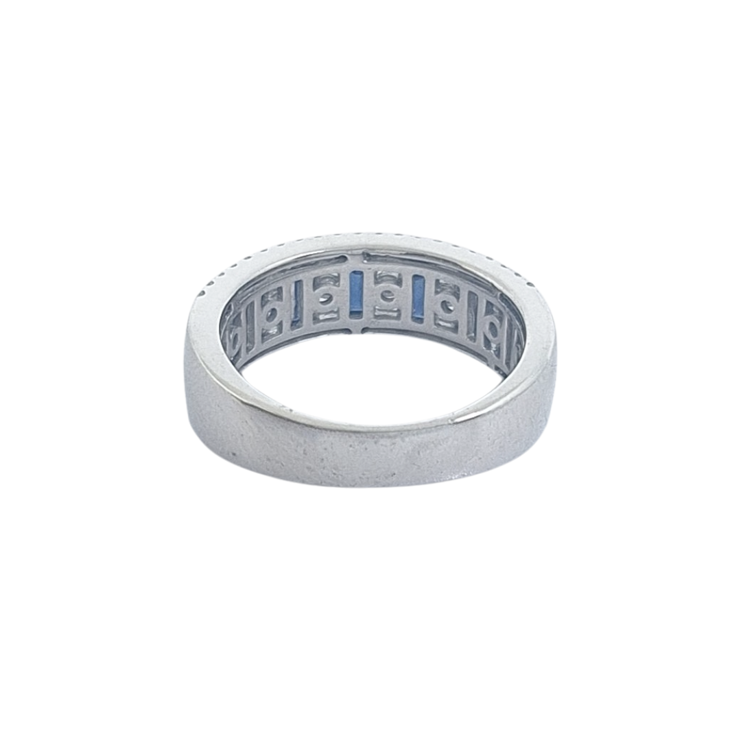 14ct White Gold Sapphire & Diamond Band Ring