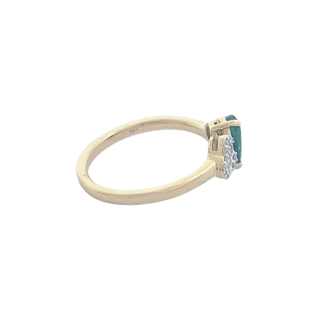 14ct Yellow Gold Emerald & Diamond Ring