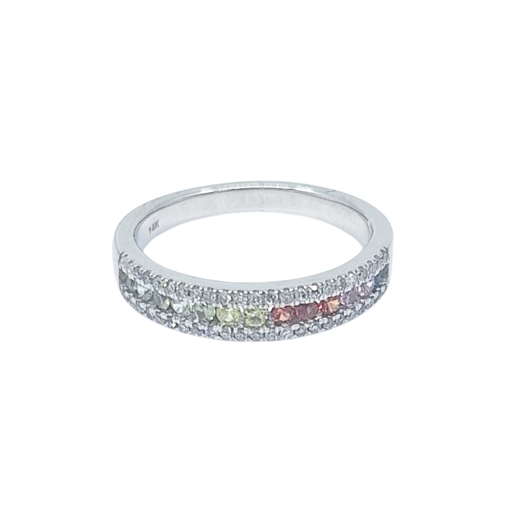 14ct White Gold Rainbow Sapphire Ring
