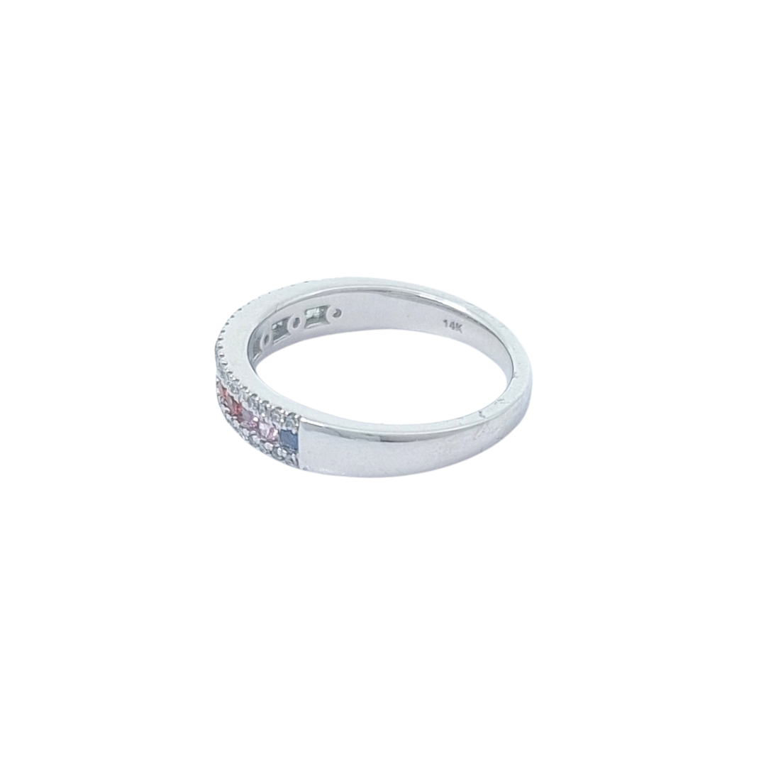 14ct White Gold Rainbow Sapphire Ring