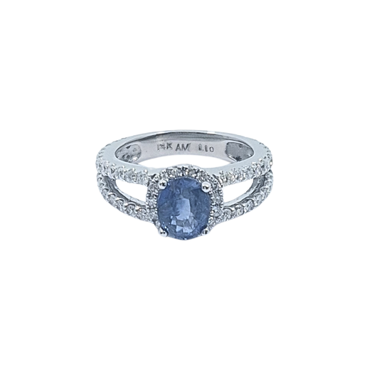 14ct White Gold Sapphire & Diamond Cluster Ring
