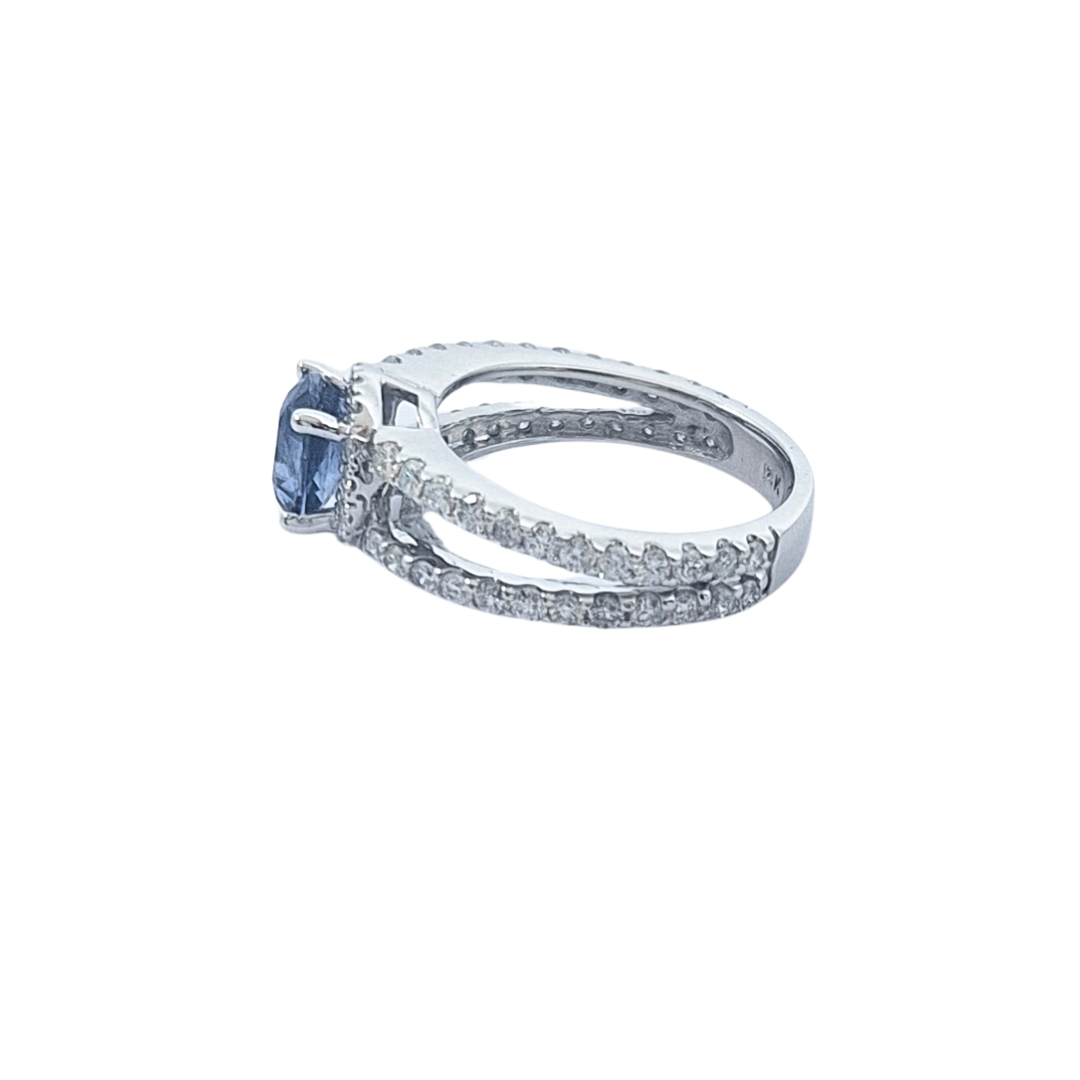14ct White Gold Sapphire & Diamond Cluster Ring