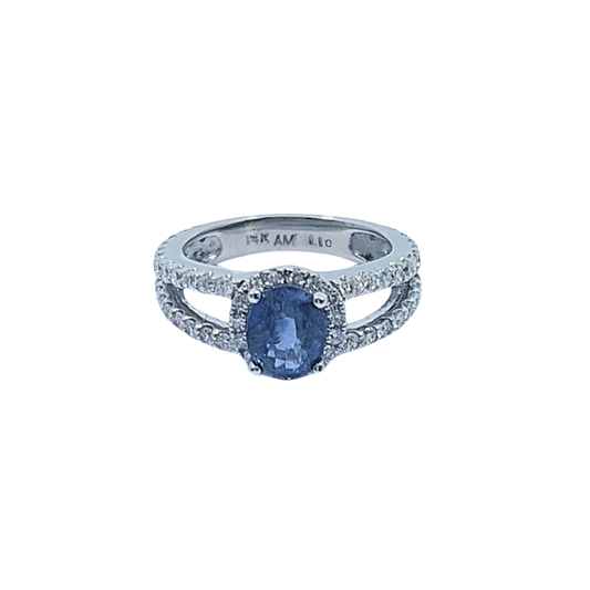 14ct White Gold Sapphire & Diamond Cluster Ring
