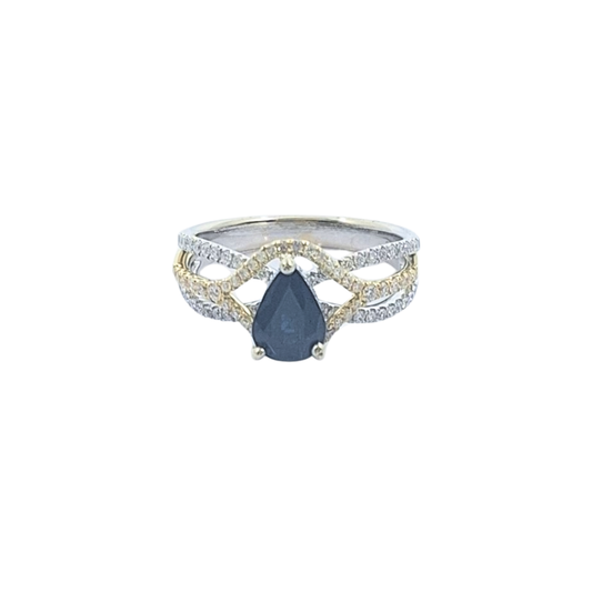 18ct Two Colour Sapphire & Diamond Ring