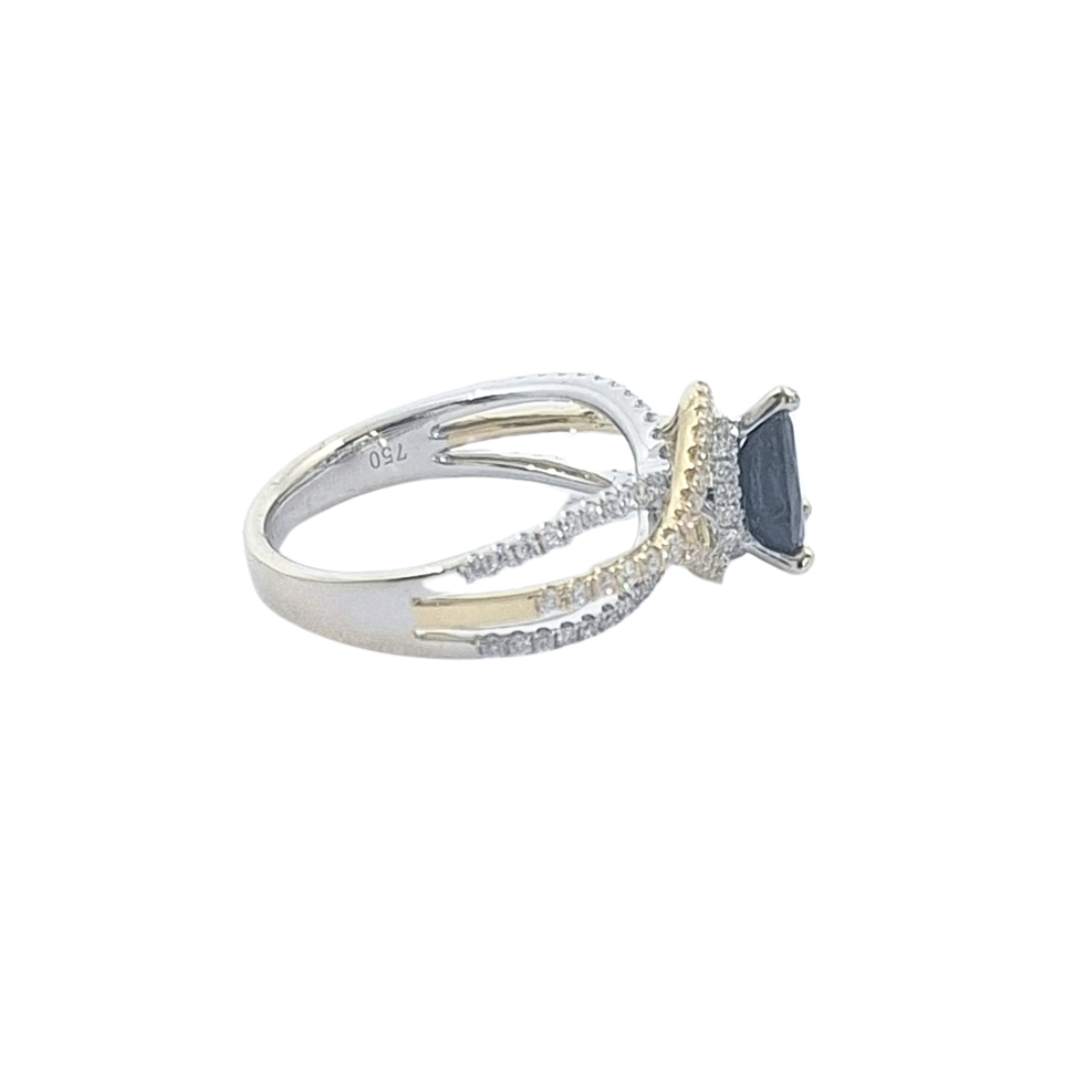 18ct Two Colour Sapphire & Diamond Ring