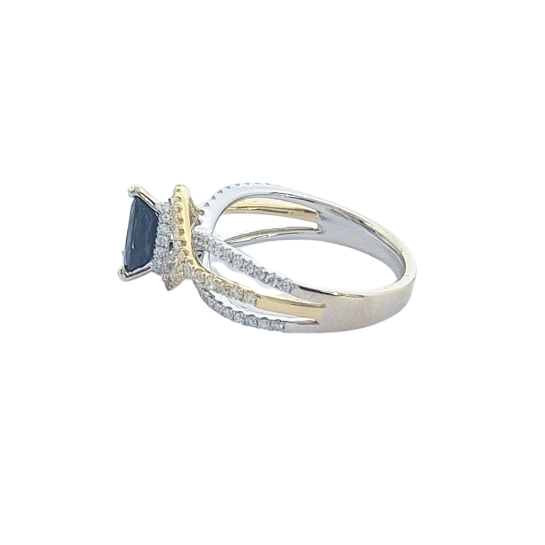 18ct Two Colour Sapphire & Diamond Ring