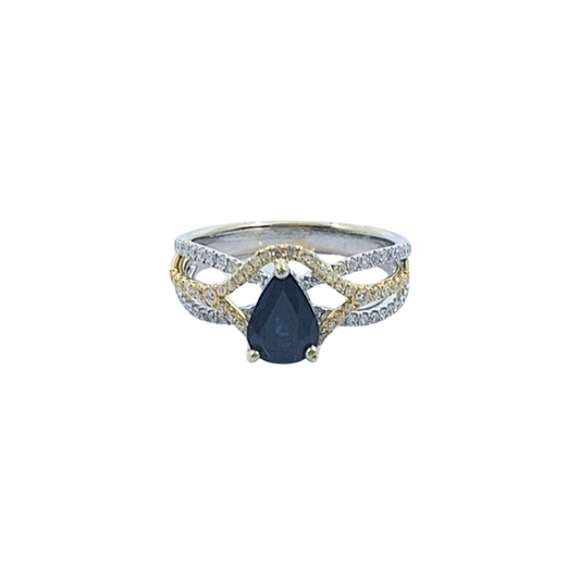 18ct Two Colour Sapphire & Diamond Ring
