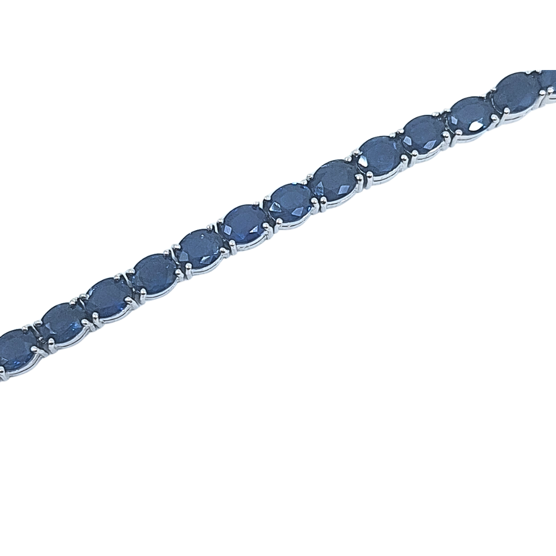 14ct White Gold Sapphire Tennis Bracelet 14ct