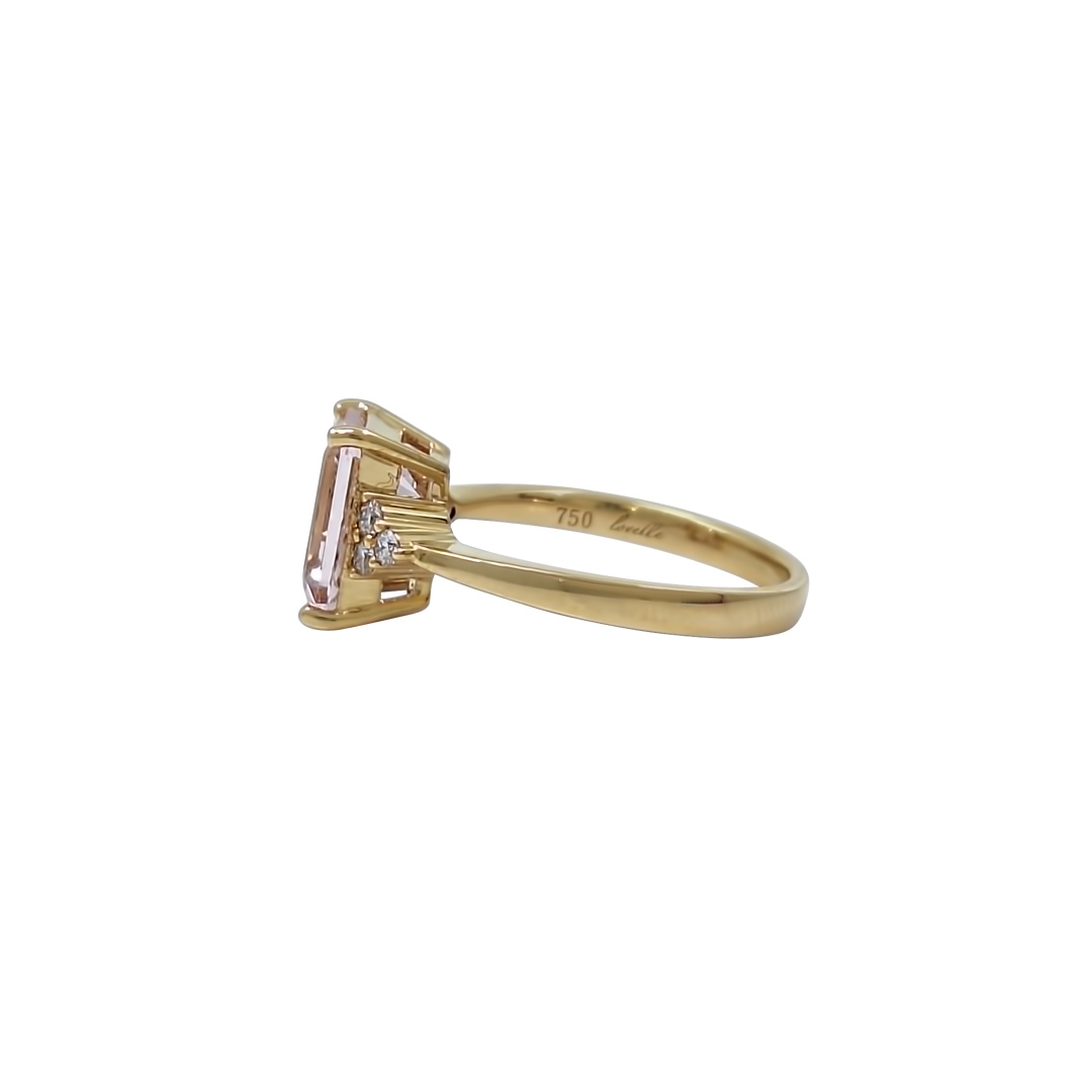 18ct Yellow Gold Morganite & Diamond Ring
