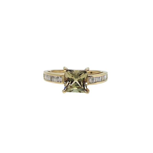 18ct Yellow Gold Csarite & Diamond Ring