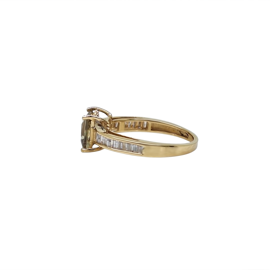 18ct Yellow Gold Csarite & Diamond Ring