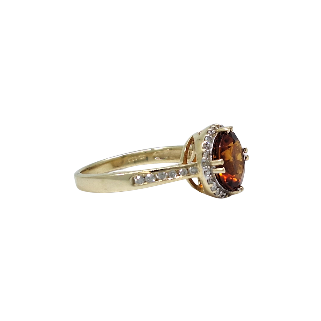 9ct Yellow Gold Madeira Garnet & Diamond Ring