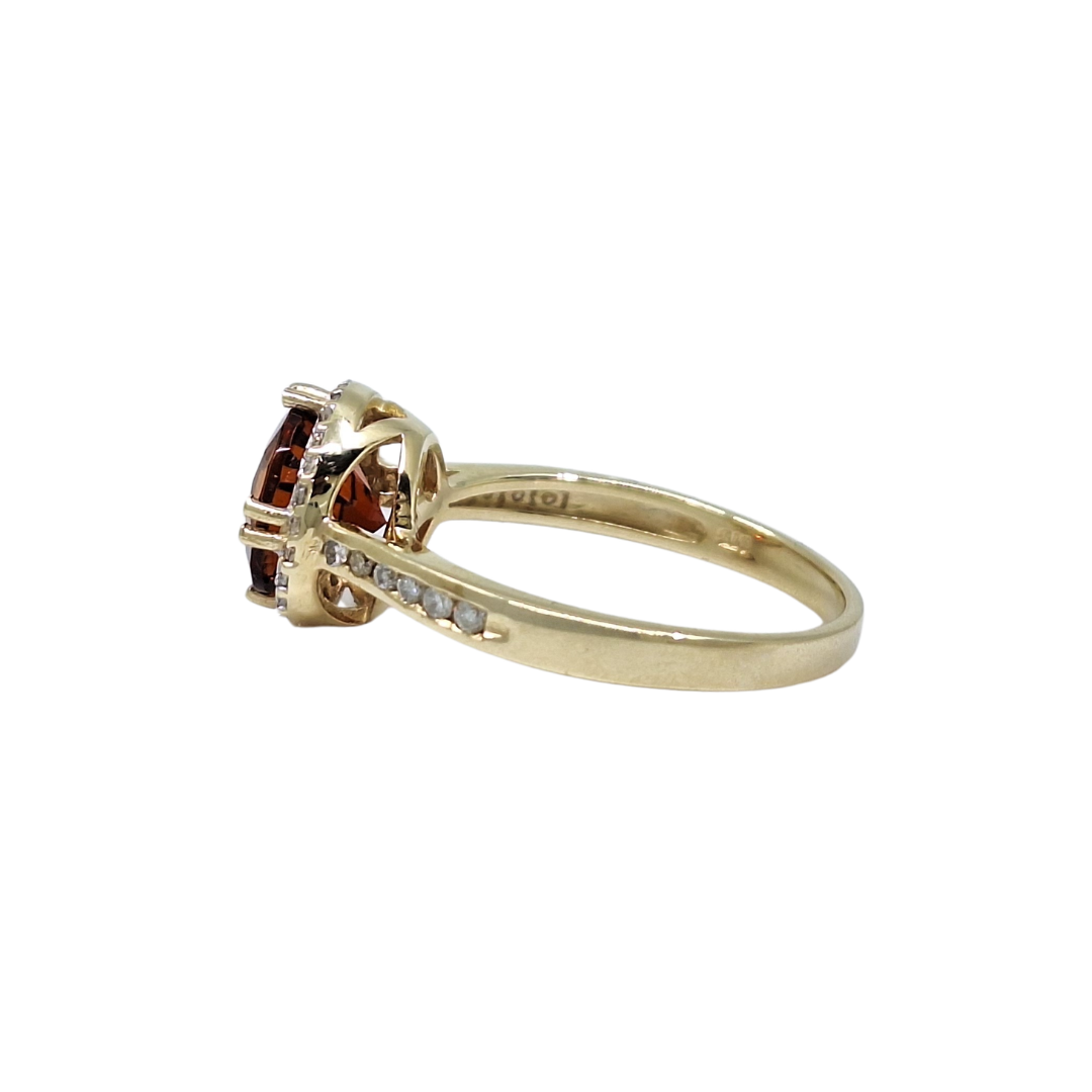 9ct Yellow Gold Madeira Garnet & Diamond Ring