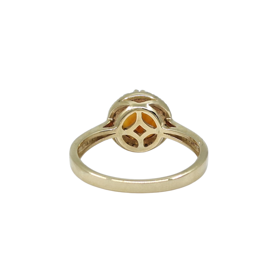 9ct Yellow Gold Madeira Garnet & Diamond Ring