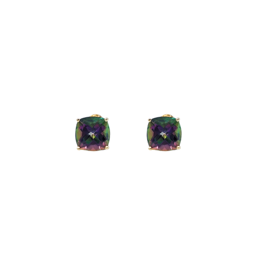 14ct Yellow Gold Mystic Topaz Stud Earrings