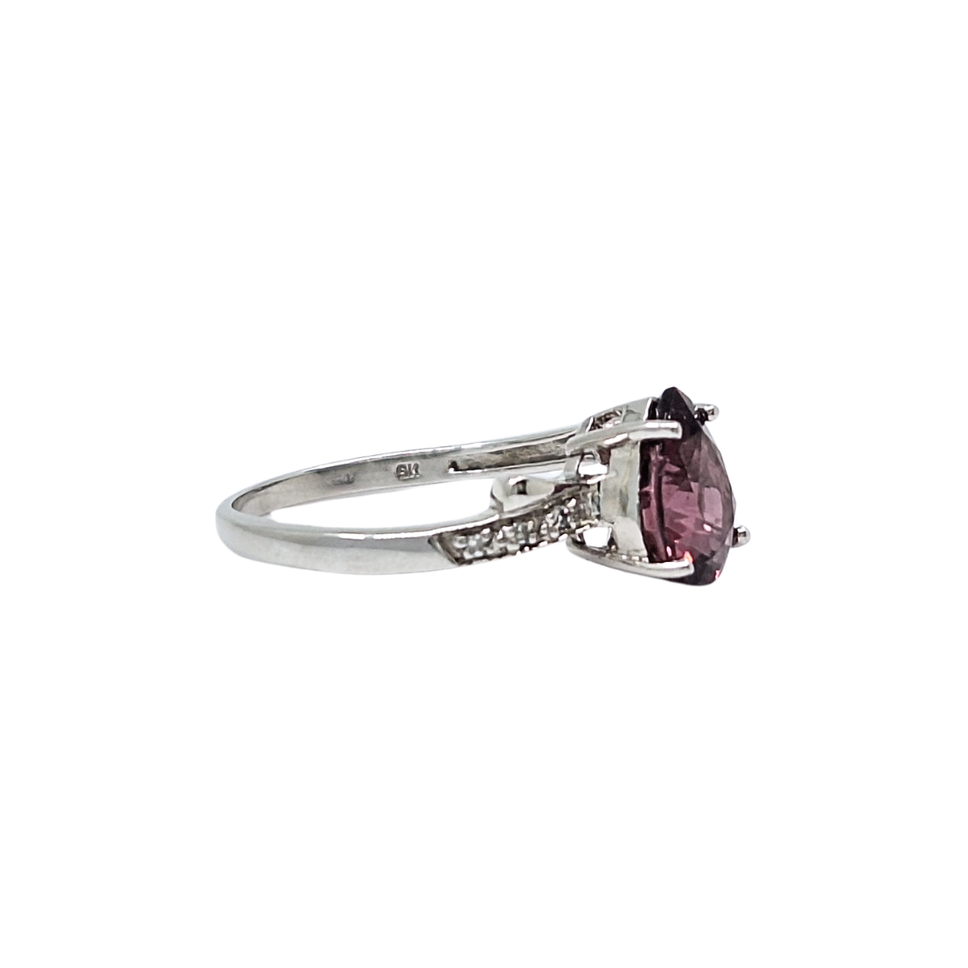 9ct White Gold Pink Tourmaline & Zircon Ring