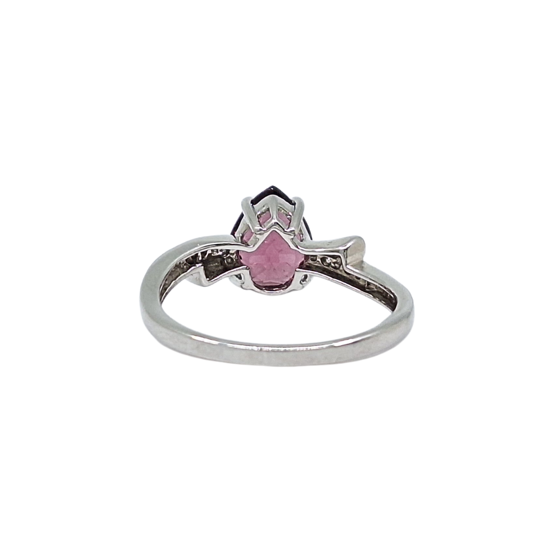 9ct White Gold Pink Tourmaline & Zircon Ring