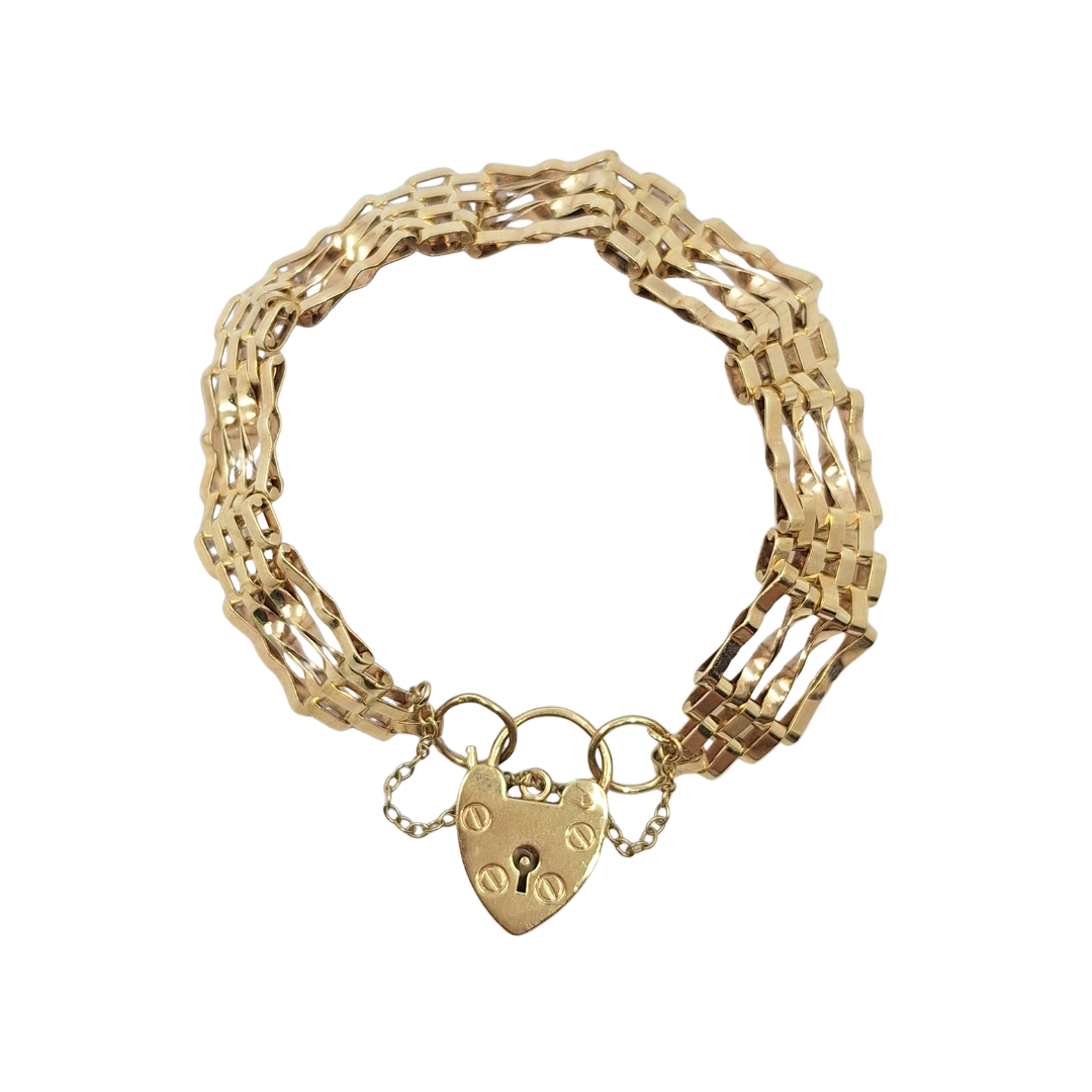 9ct Yellow Gold Gate Bracelet 8"