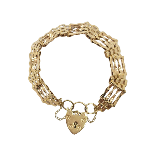 9ct Yellow Gold Gate Bracelet 8"