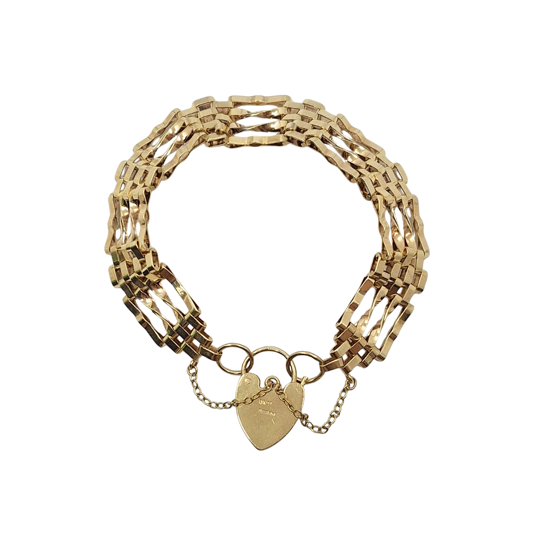 9ct Yellow Gold Gate Bracelet 8"