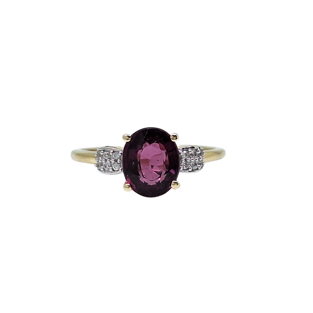 10ct Yellow Gold Purple Spinel & Zircon Ring