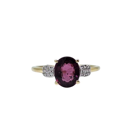 10ct Yellow Gold Purple Spinel & Zircon Ring