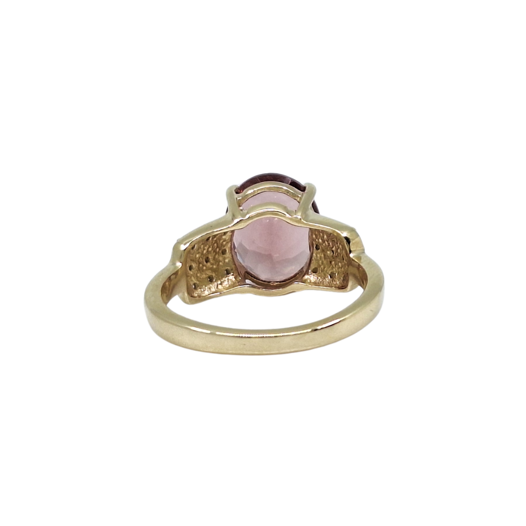 10ct Yellow Gold Rubellite & Zircon Ring