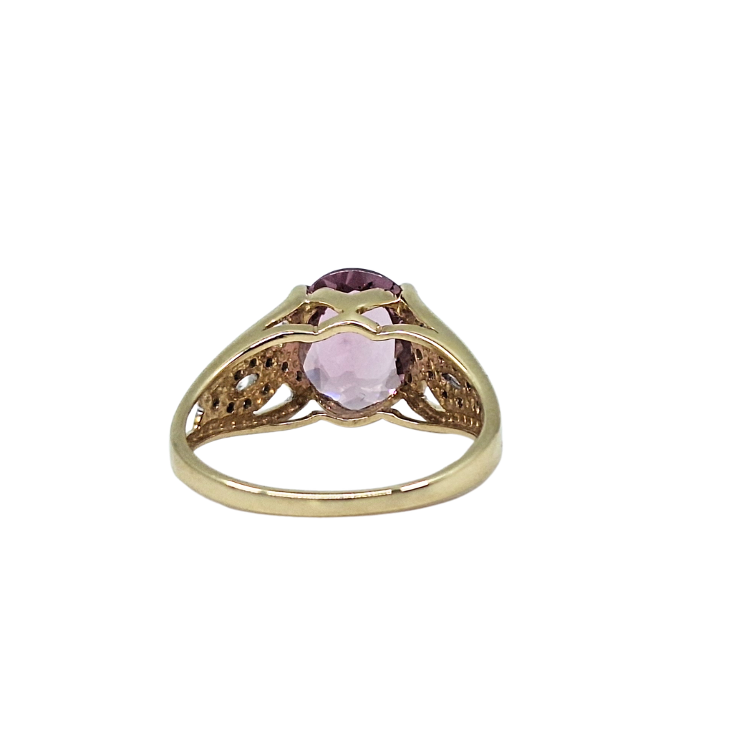 9ct Yellow Gold Pink Tourmaline & Diamond Ring