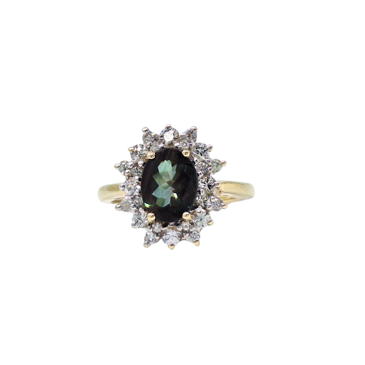 9ct Yellow Gold Alexandrite & Diamond Ring