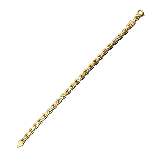 18ct 2 Colour Gold Fancy Link Bracelet 7.25"