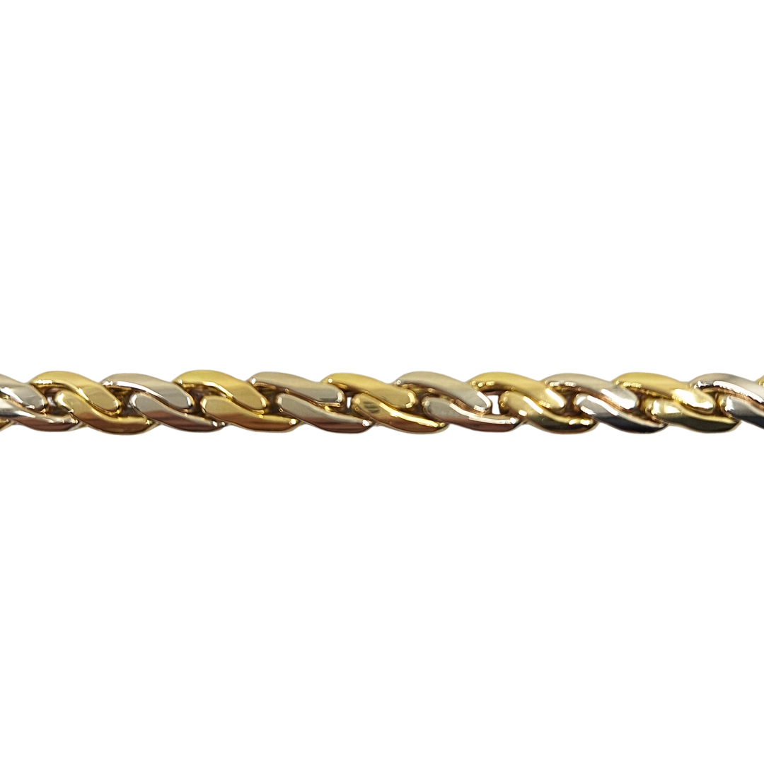18ct 2 Colour Gold Fancy Link Bracelet 7.25"