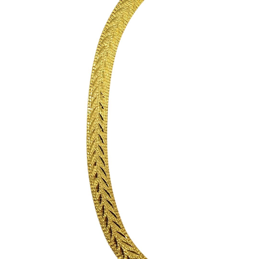 14ct Yellow Gold Patterned Herringbone Collar Necklace 16"