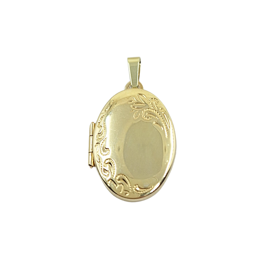 9ct Yellow Gold Oval Patterned Locket Pendant