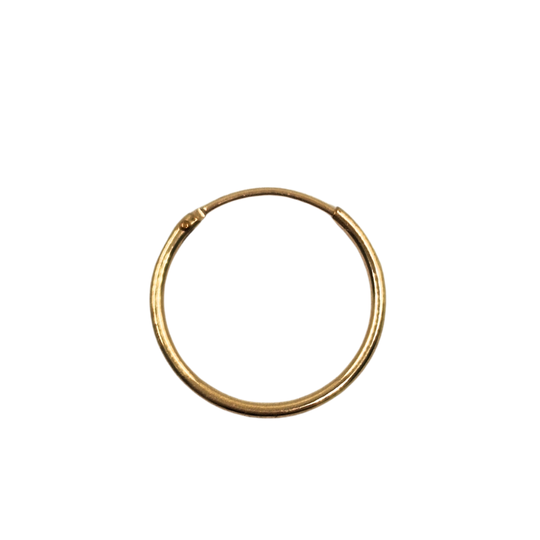 9cy Yellow Gold 16mm Plain Sleeper Earrings