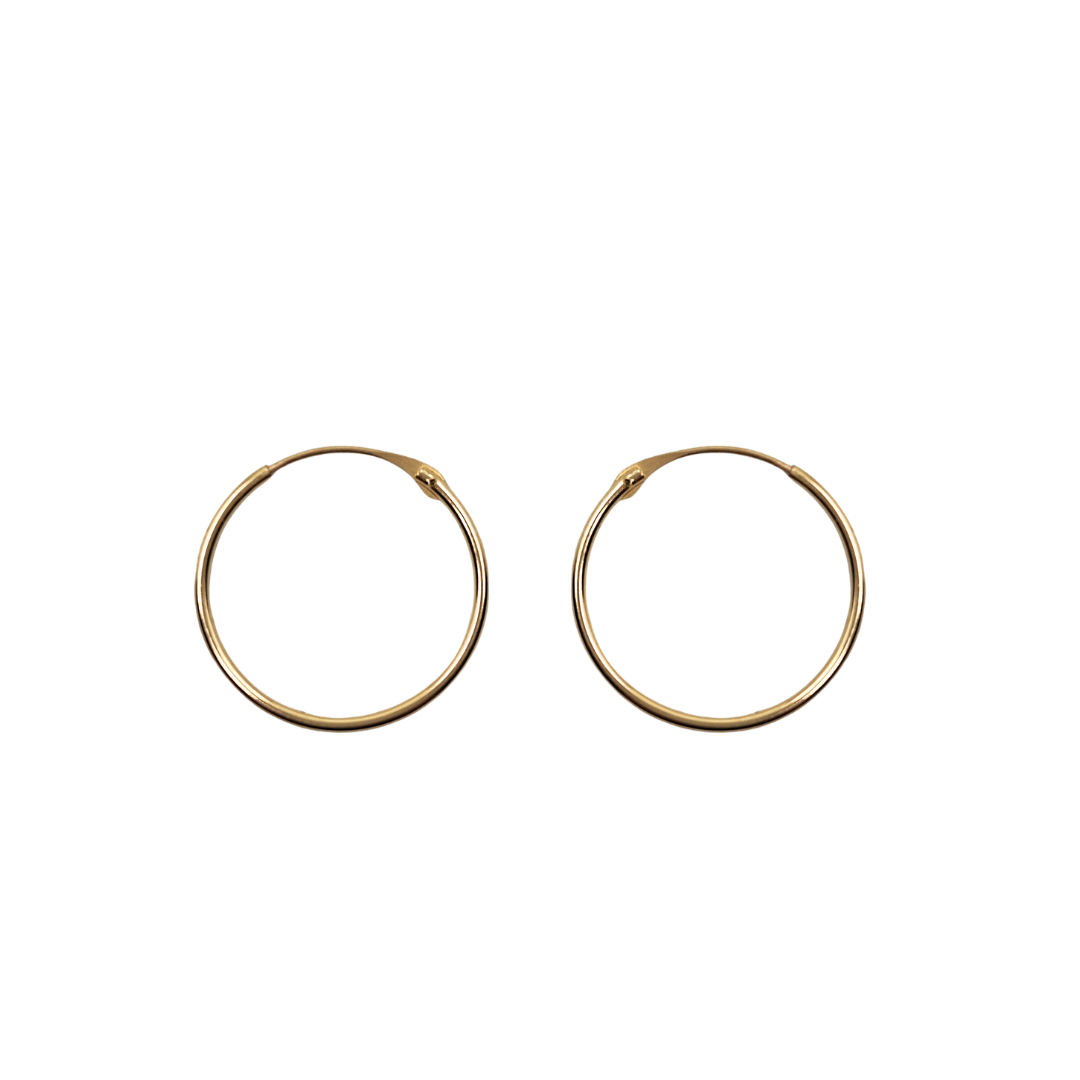 9ct Yellow Gold 18mm Plain Sleeper Earrings