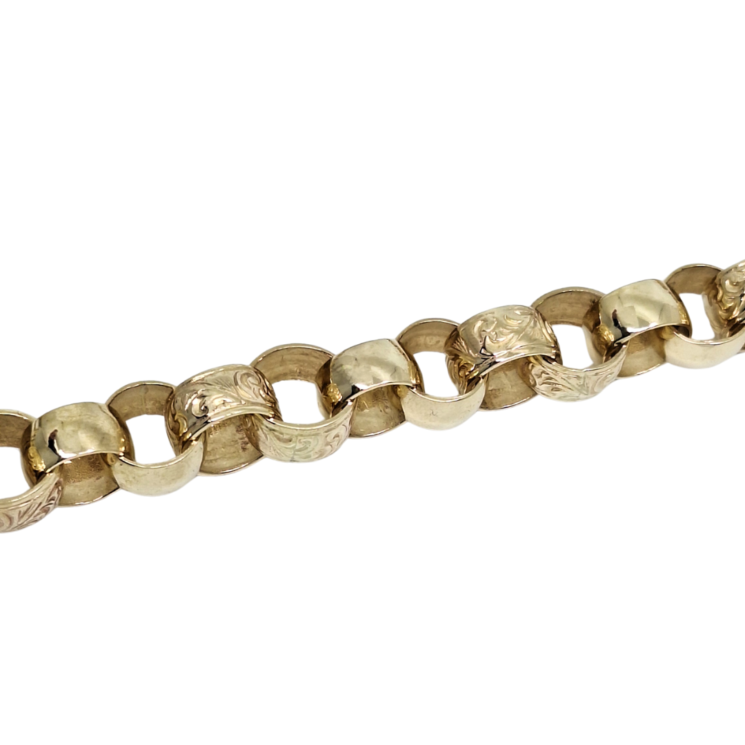 9ct Yellow Gold Patterned Belcher Chain 25"