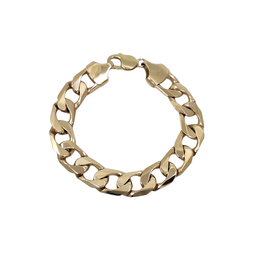 9ct Yellow Gold Solid Curb Bracelet 9"